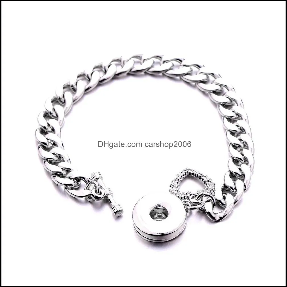 snap button bracelet jewelry vintage silver color plating bangle fit 18mm snaps buttons diy for women men noosa s166