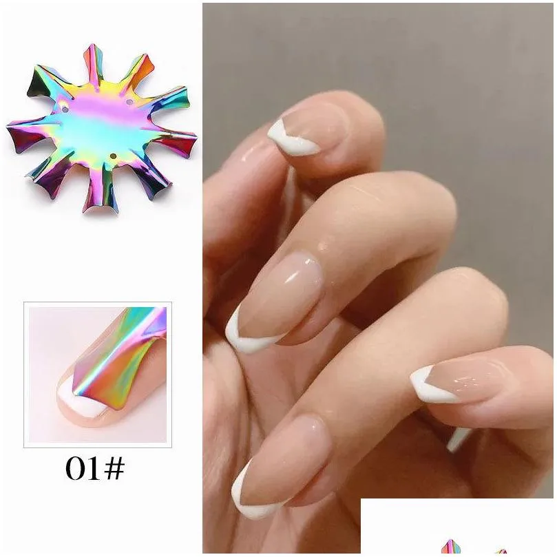 colorful nail art manicure french template steel plate model easy french line edge crystal nail tool