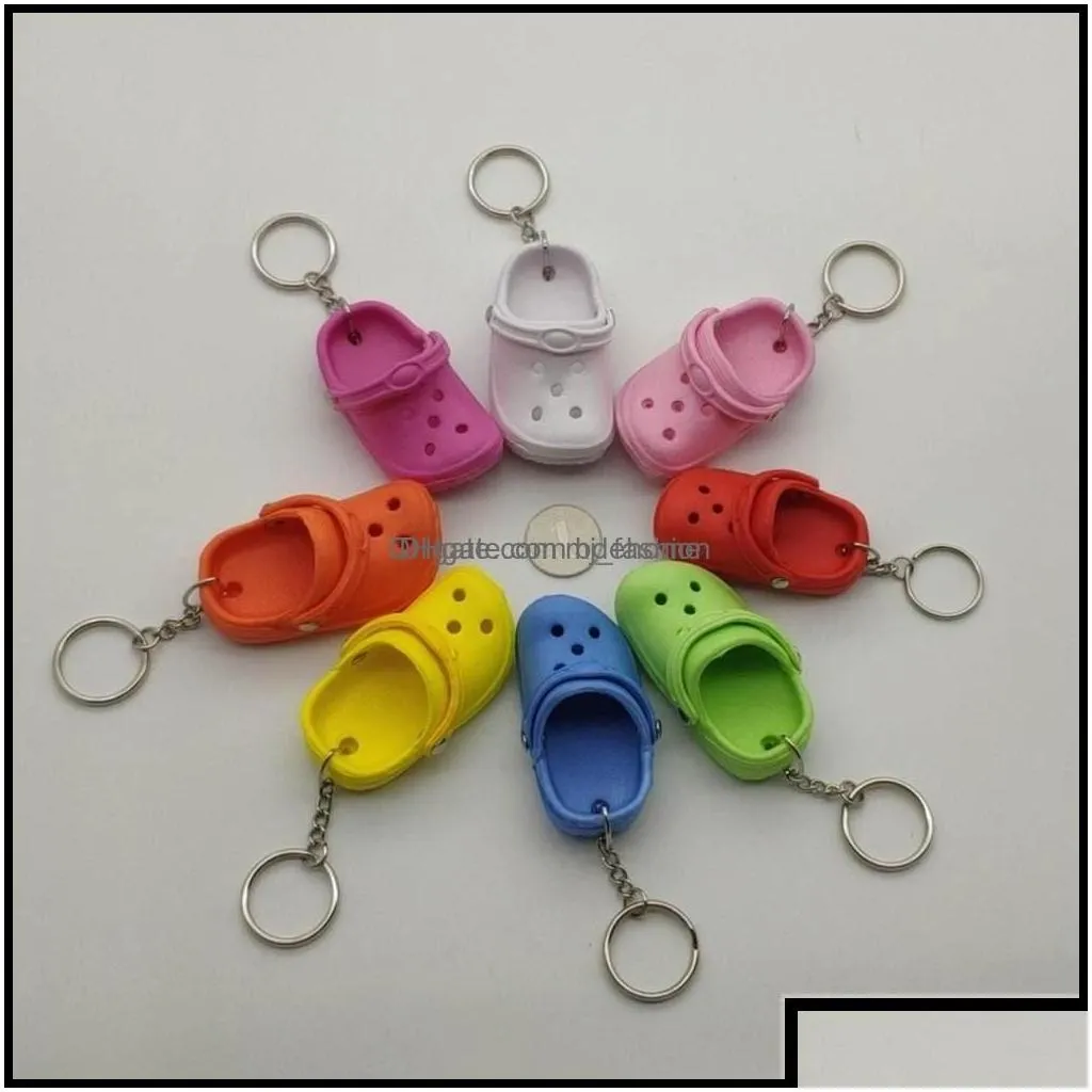 Key Rings Jewelry Custom 1Pc Cute 3D Mini Eva Beach Hole Little Croc Shoe Keychain Girl Gift Bag Accessories Decorat Bdehome Ot4Bw