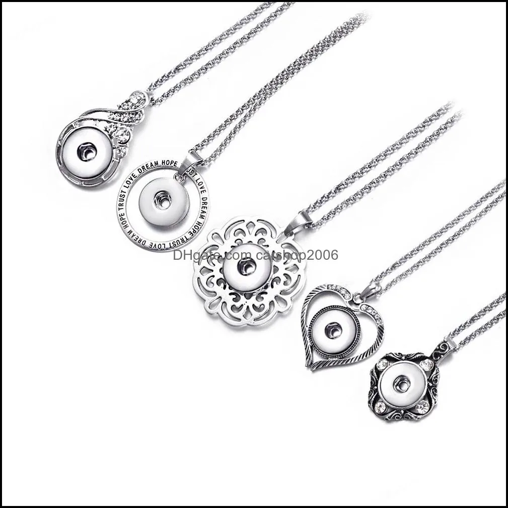 snap button jewelry rhinestone pendant fit 18mm snaps buttons necklace for women men noosa