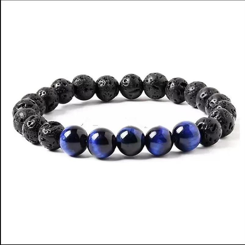 8mm black lava stone turquoise tigers eye bead strands braclets  oil diffuser bracelet for women men jewelry
