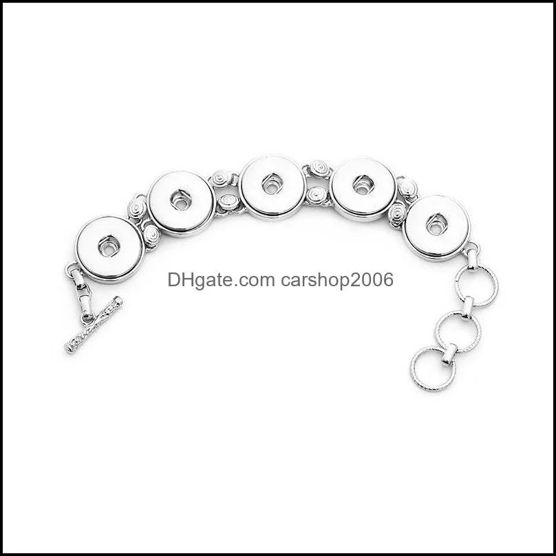 silver alloy noosa 5 snap button charms bracelet fit 18mm snaps buttons jewelry for women men