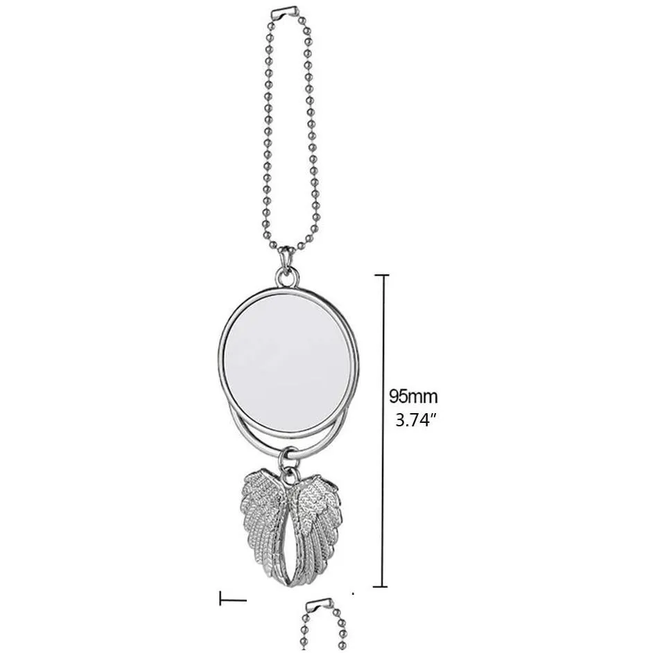 heat sublimation car keychain ornament decorations angel wing shape blank hot transfer printing pendant jewelry making b1013