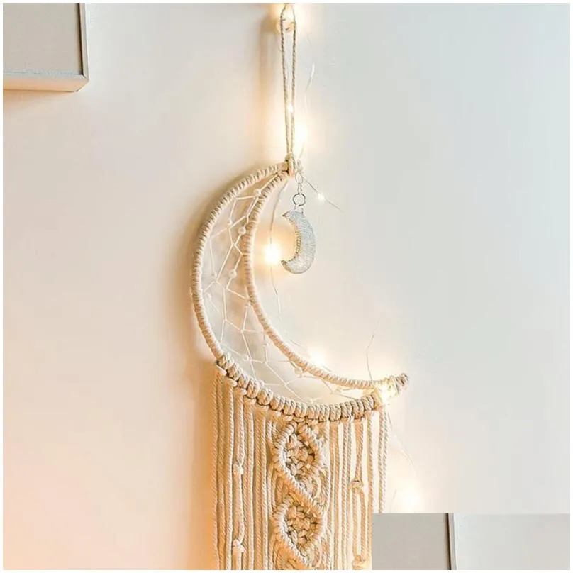 eid mubarak macrame wall hanging tapestry mandala star moon dream catcher decor boho woven knitted tapestries home decoration