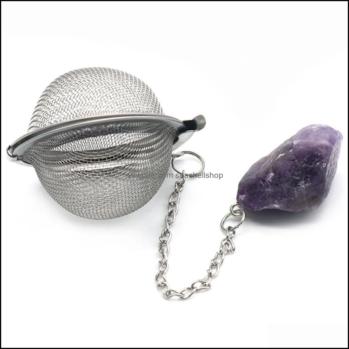 stainless steel infusers for loose tea mesh strainer with extended chain key rings hook charm energy drip trays crystal shaker ball