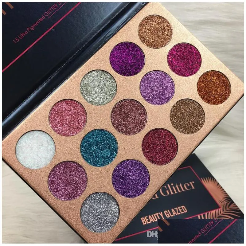 new pressed glitter beauty glazed 15 color sequins palette eyeshadow highlighter shimmer eye shadow beauty makeup brand