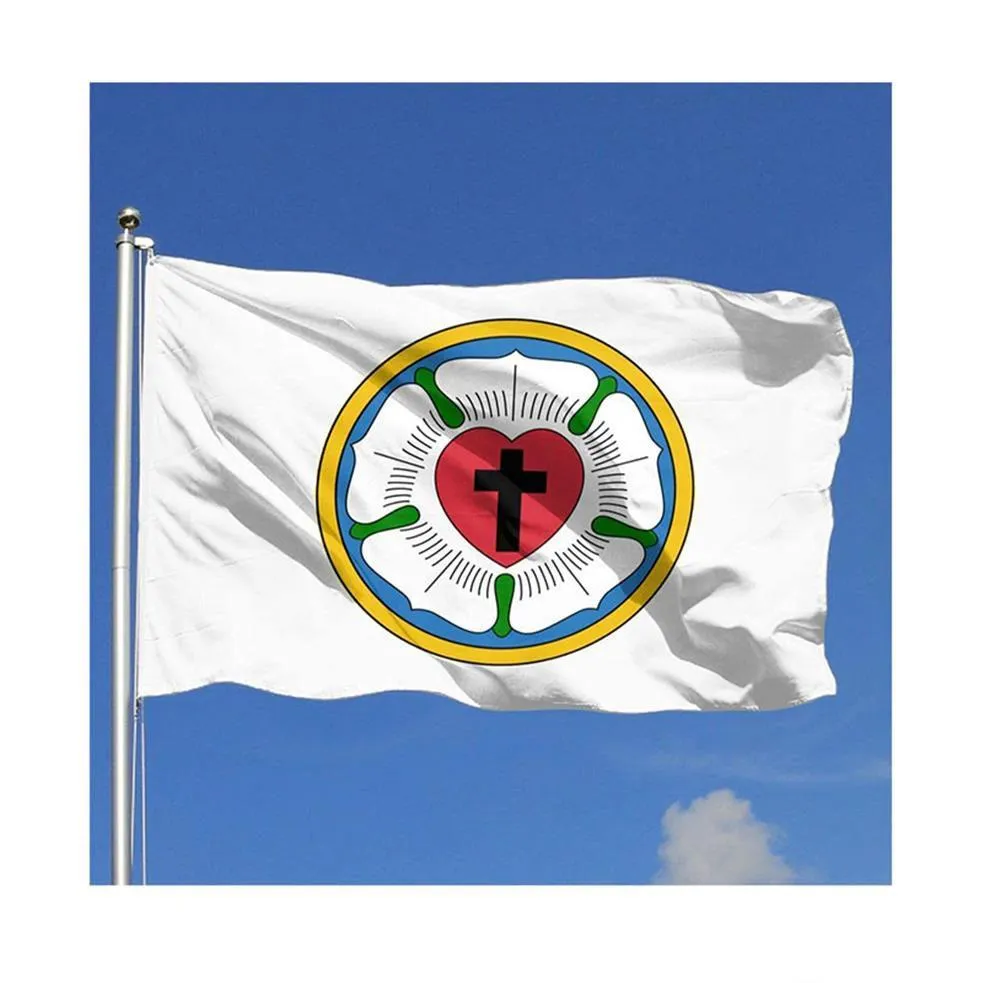 heart lutheran rose flags outdoor 3x5ft digital printing double sided flags 100d polyester with 2 brass grommets fast 245l