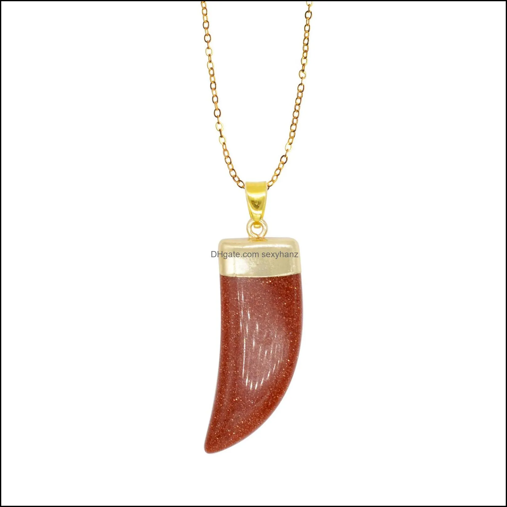  vintage bullet quartz crystal necklace pendant for women gold chain natural stone amethyst necklaces pendants jewelry