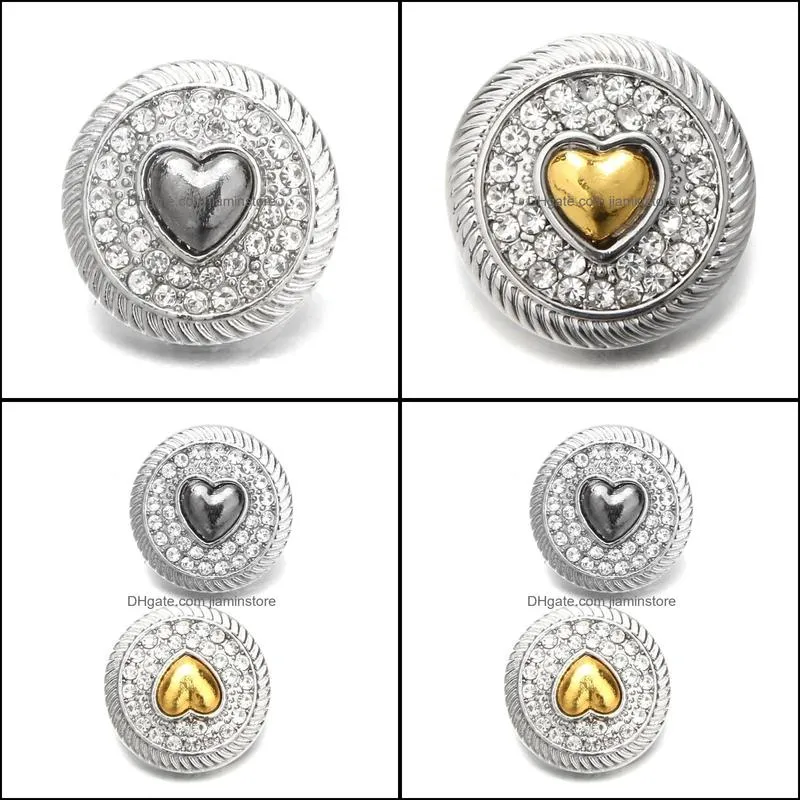 rhinestone gadget clasps chunk heart 18mm snap button charms bulk for snaps diy jewelry findings suppliers gift