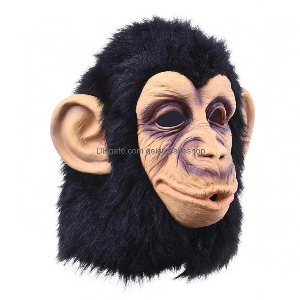 funny monkey head latex mask full face adult mask breathable halloween masquerade fancy dress party cosplay looks real197f