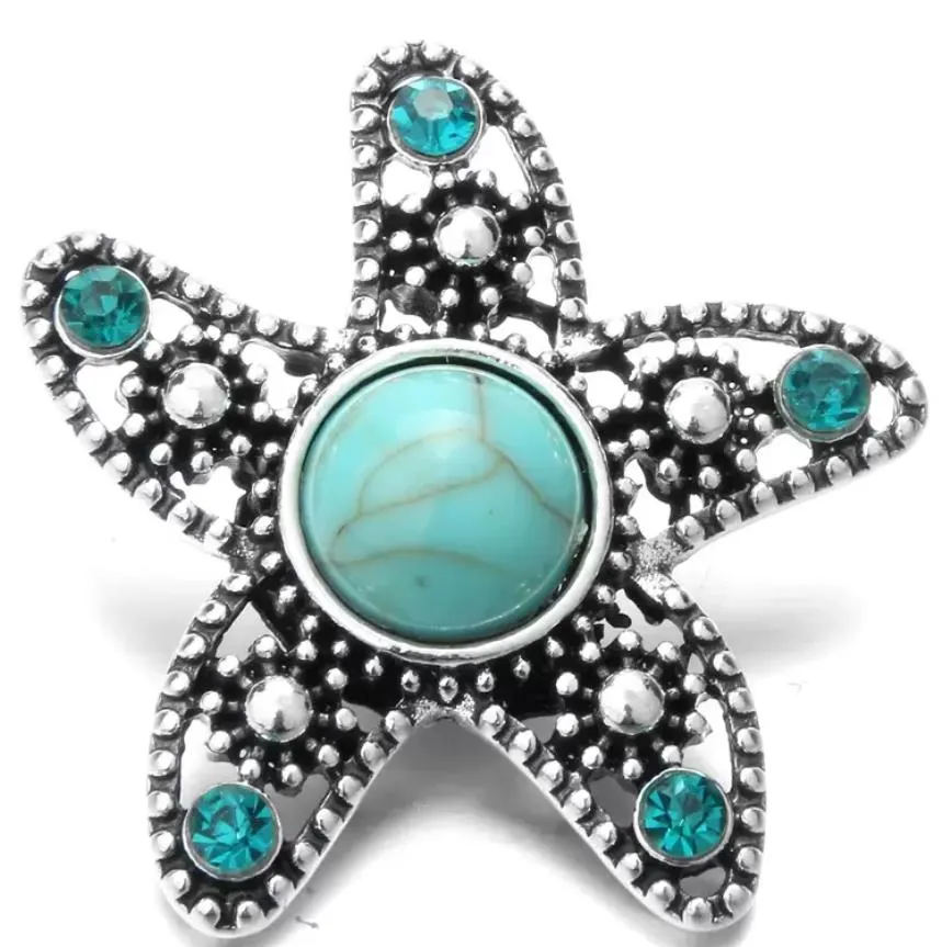 noosa tortoise shape ginger snap chunks turquoise stone starfish 18mm snap buttons diy snap bracelet jewelry gift