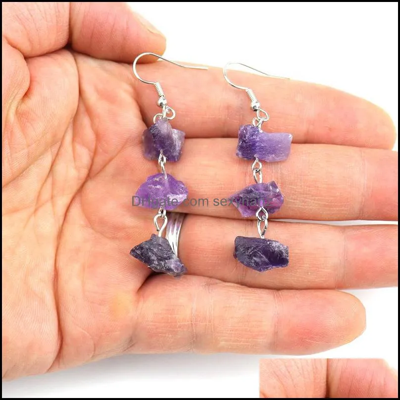 natural crushed stone rough crystal agate dangle earrings wholesale women jewelry