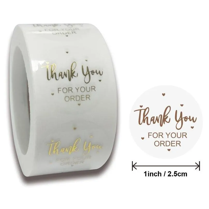 500pcs thank you for your order stickers transparent gold foil pretty things inside handmade gift stationery wrap