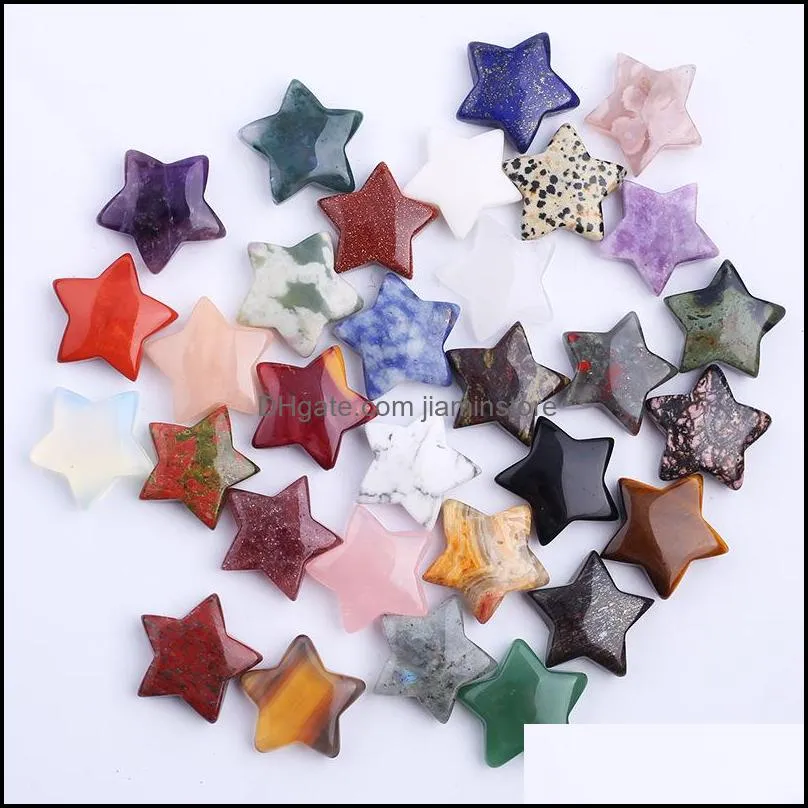 30mm natural crystal stone star shaped colorfull mascot meditation chakra reiki healing gemstones polished gift use collection and home