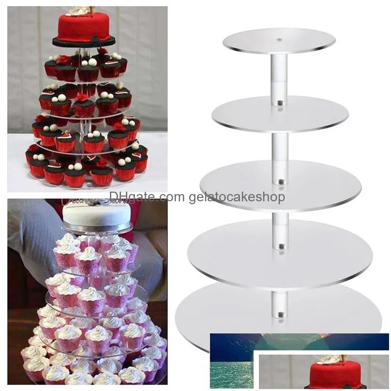 6 tier transparent acrylic cake macaron stand cupcake tower wedding birthday party cake display stand cake decorating tools