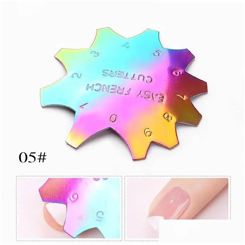 colorful nail art manicure french template steel plate model easy french line edge crystal nail tool