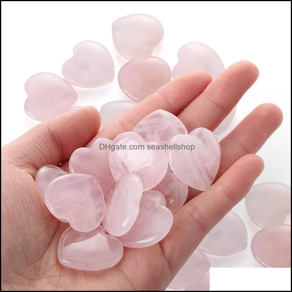 heart shaped stone natural rose quartz gemstone crystal healing chakra reiki craft fun toys 20x6mm