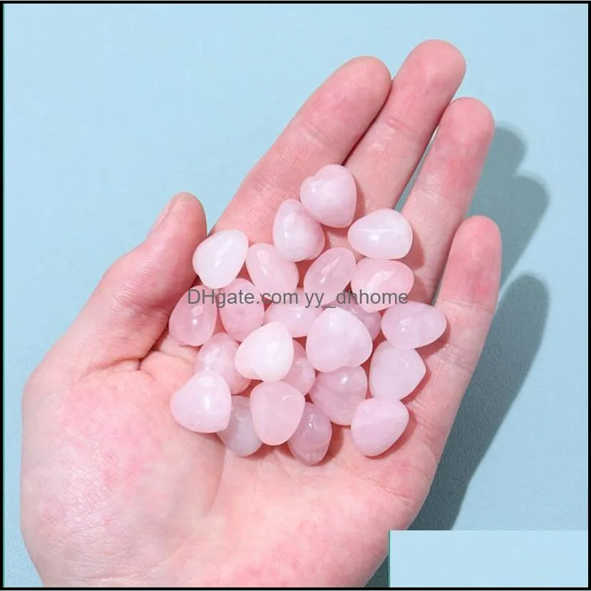 natural stone pink crystal 15mm heart ornaments quartz healing crystals energy reiki gem craft hand pieces living room decoration