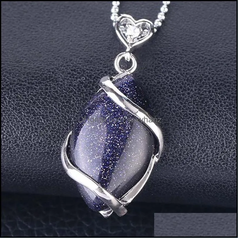 womens necklace natural quartz crystal necklace pendant female healing stone pendant horse eye bead fashion necklace men