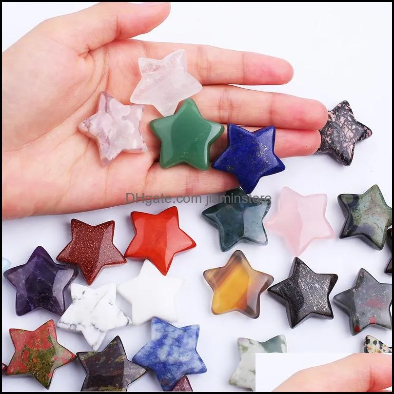 30mm natural crystal stone star shaped colorfull mascot meditation chakra reiki healing gemstones polished gift use collection and home