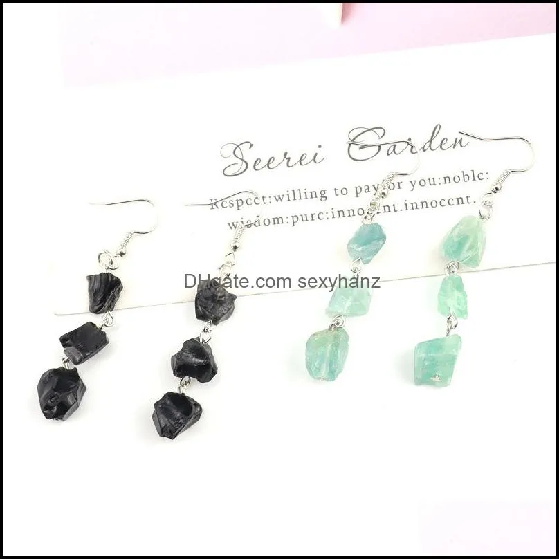 natural crushed stone rough crystal agate dangle earrings wholesale women jewelry