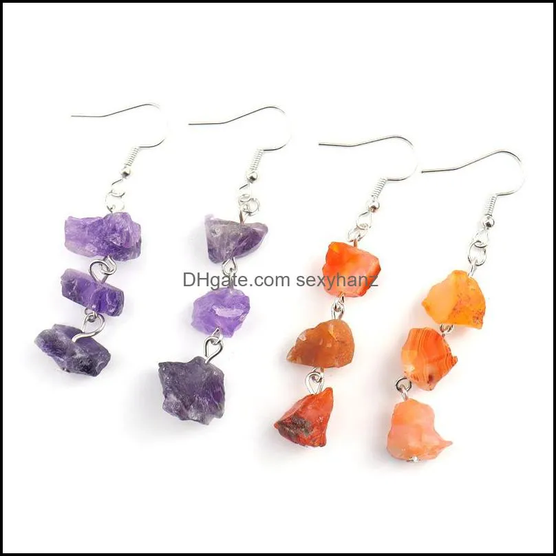 natural crushed stone rough crystal agate dangle earrings wholesale women jewelry