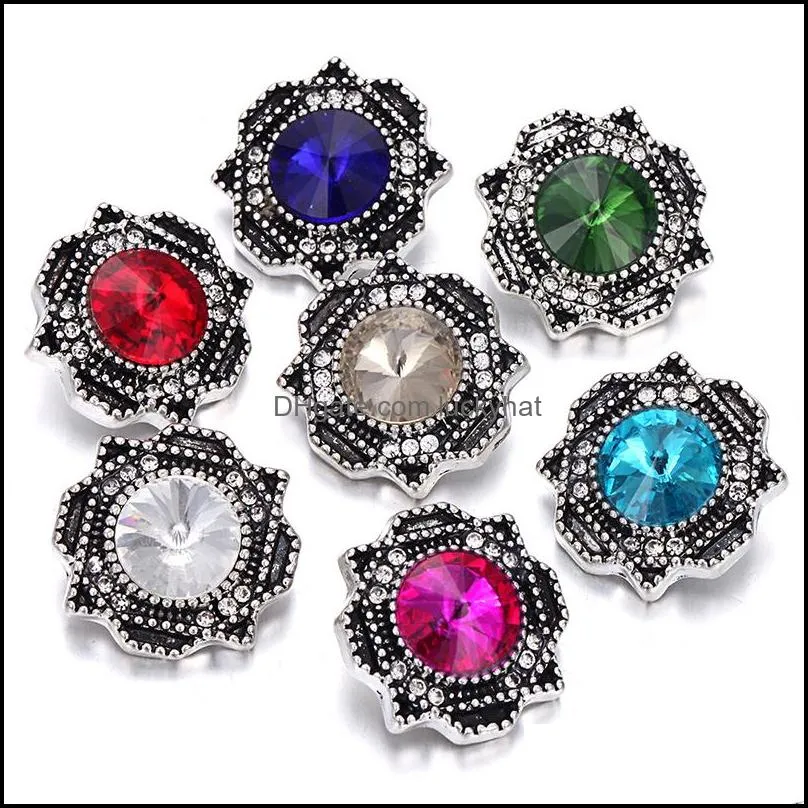 noosa 18mm snap buttons jewelry rhinestone mixed round metal flower snap button bracelet necklace ginger charms jewelry