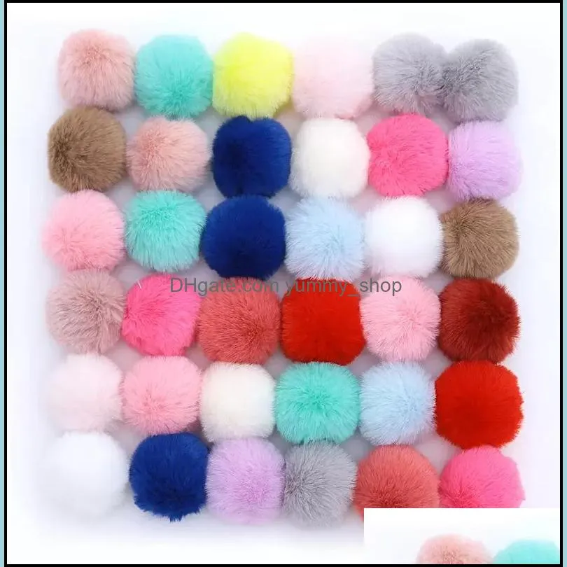 lovely keychains womens pom poms faux rex rabbit fur 8cm ball key chains girl bag hang car key ring pendant