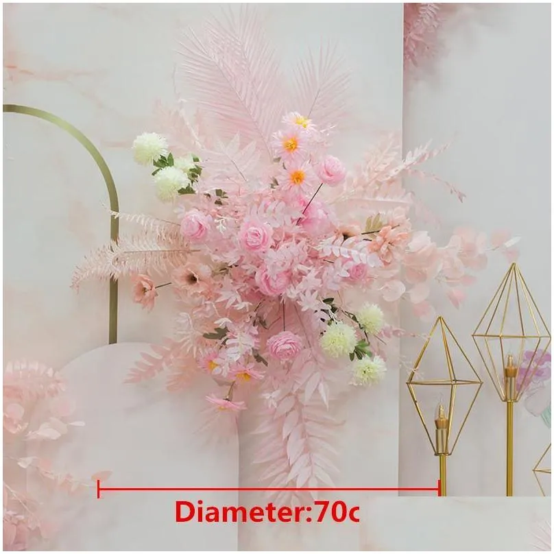 decorative flowers wreaths pink series wedding floral arrangement artificial row table road lead t stage backdrop corner flower ball