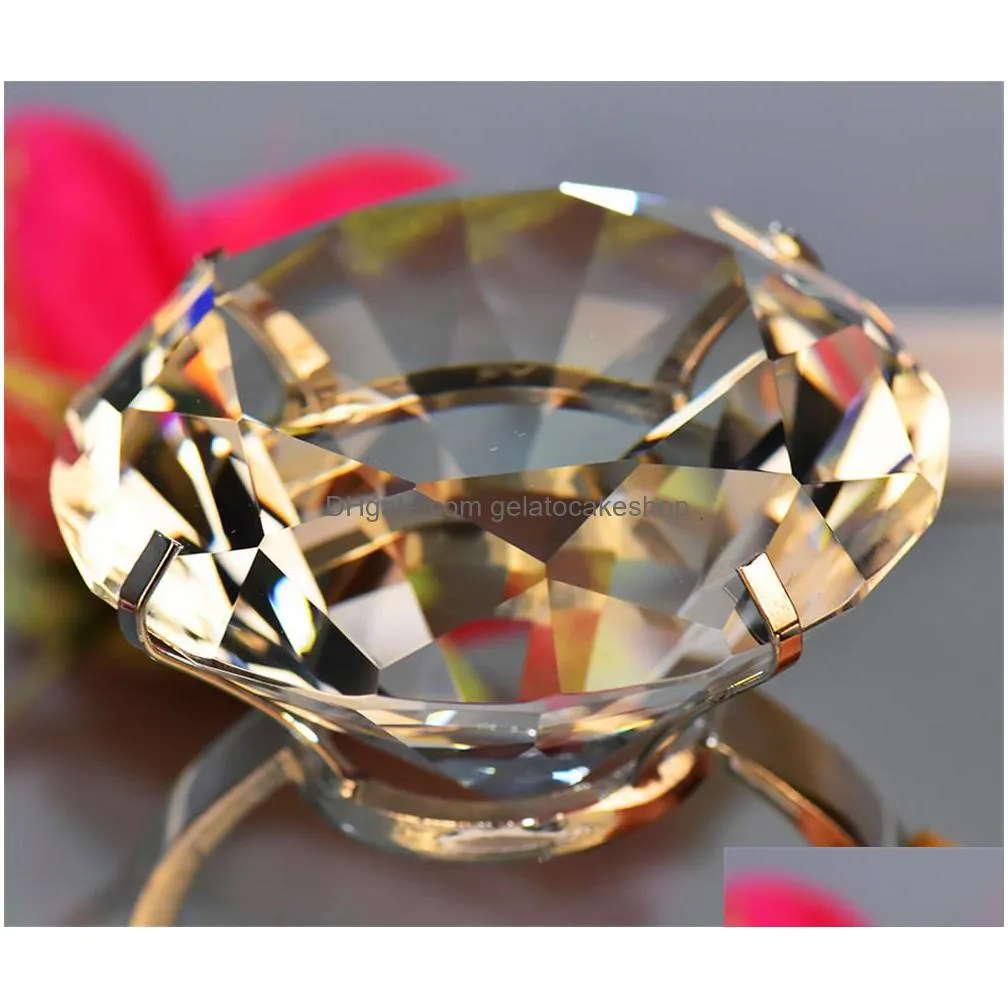 wedding arts and crafts decoration 8cm crystal glass big diamond ring romantic proposal wedding props home ornaments party gifts