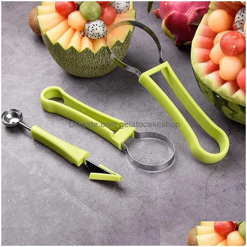 vegetable tools 4 in 1 watermelon slicer cutter scoop fruit carving knife platter fruit dig pulp separator kitchen gadgets acces