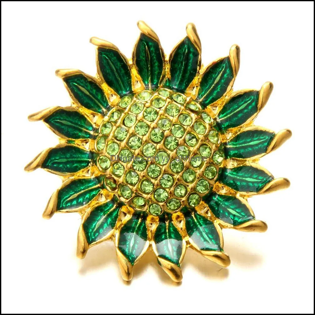 snap button jewelry components diy crystal rhinestone sunflower 18mm 20mm metal snaps buttons fit bracelet bangle noosa