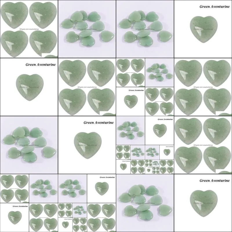 heart shaped stone natural green quartz gemstone crystal healing chakra reiki craft fun toys 20x6mm