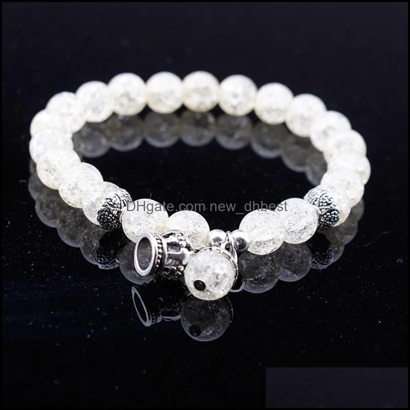 luxury crown blasting crystal bracelet 8mm men and women elastic charm jewelry womens mens gift 12psc