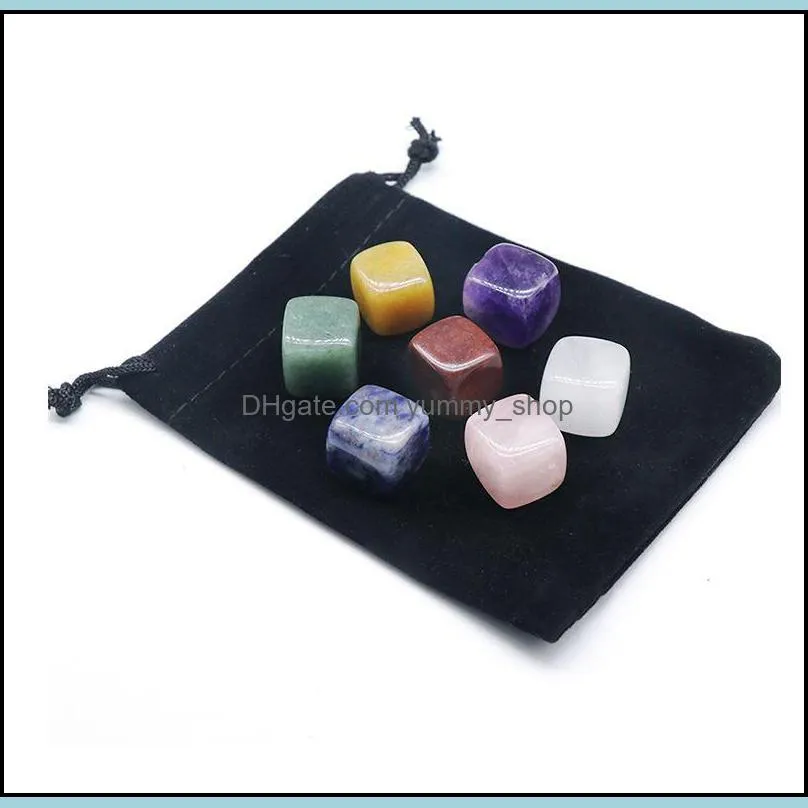 natural stone chakra squares rose quartz amethyst agate tiger powder crystal white crystal yoga meditation energy stone