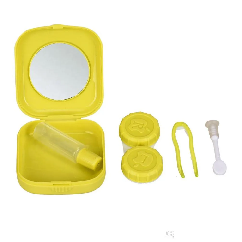 new plastic portable mini contact case lens outdoor travel contact holder container with mirror easy carry for eyes care