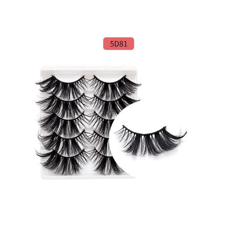 5 pairs 5d faux mink hair soft false eyelashes fluffy wispy long thick lashes handmade soft eye lash makeup extension tools