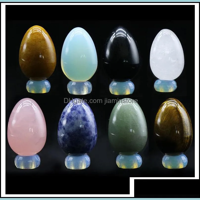 20mmx30mm natural carved egg stone ornament healing crystal mascot massage accessory minerale gemstone reiki home decoration wholesale