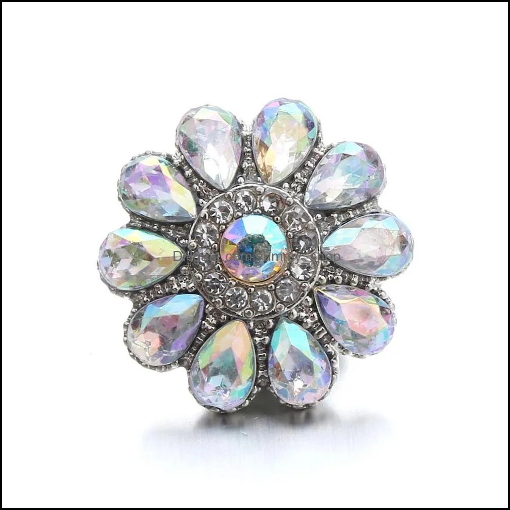 snap button jewelry components colorful rhinestone 18mm metal snaps buttons fit bracelet bangle noosa ze0040