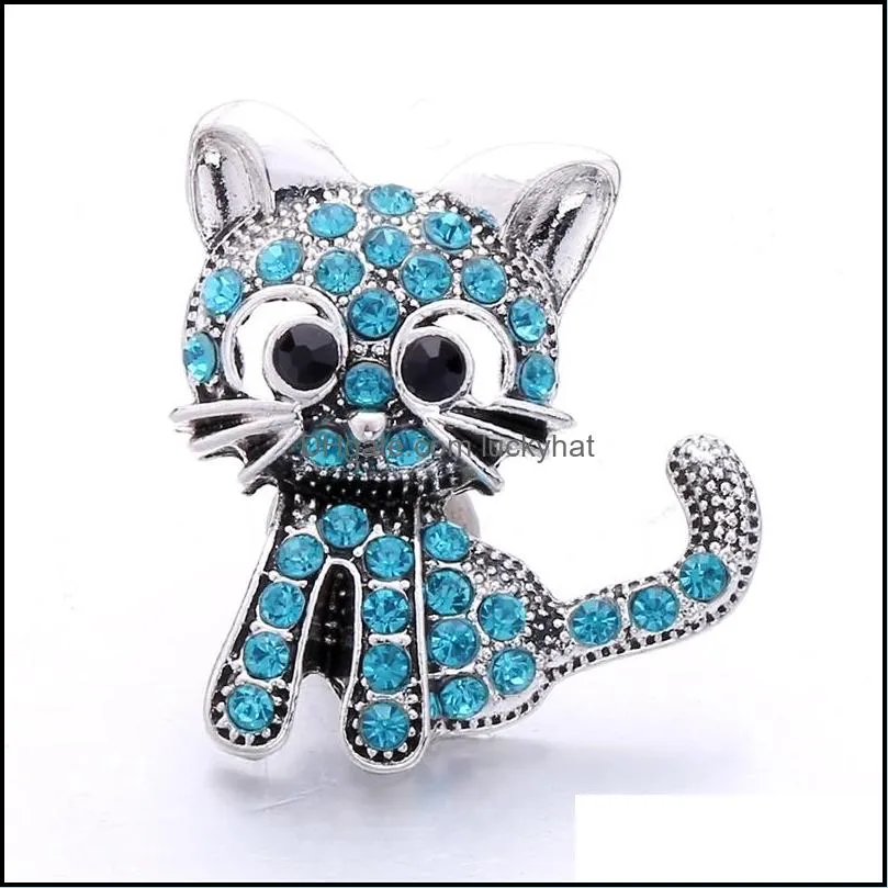 noosa rhinestone 3d cat 18mm ginger snap jewelry silver plated snap diy necklace bracelet accessory finding