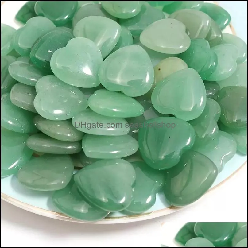 20x6mm wholesale natural love heart stone green aventurine chakra healing gemstones craft for jewelry making charms accessories fashion