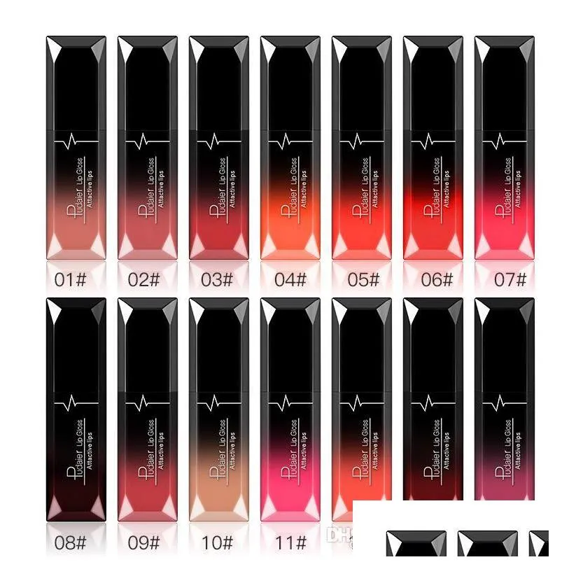 pudaier new makeup waterproof lip gloss matte liquid lipstick women cosmetics makeup nude purple black rose