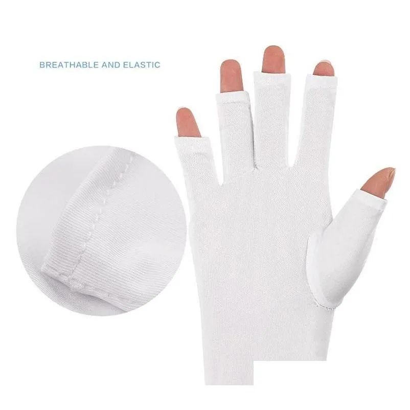 1 pair nail art anti uv gloves heat insulation phototherapy leaky nail uv protection gloves manicure tools