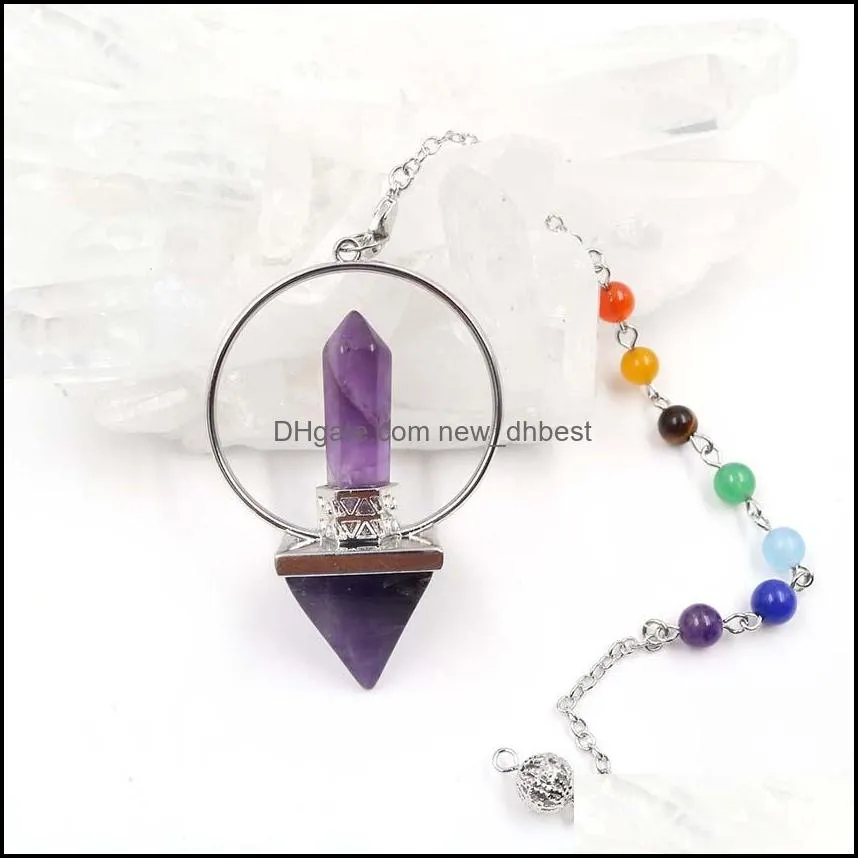 natural crystal hexagonal column energy pyramid chakra chain spirit decoration pendant men and women reiki healing crystal pendant