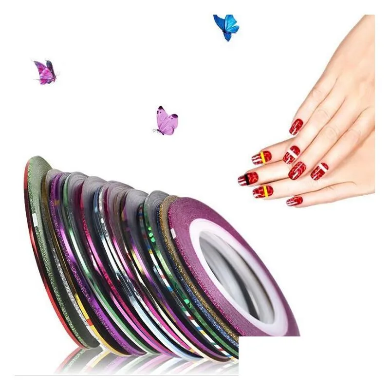 mixed colors rolls striping tape line nail art tips decoration sticker beauty decoration sticker nails care art accessories