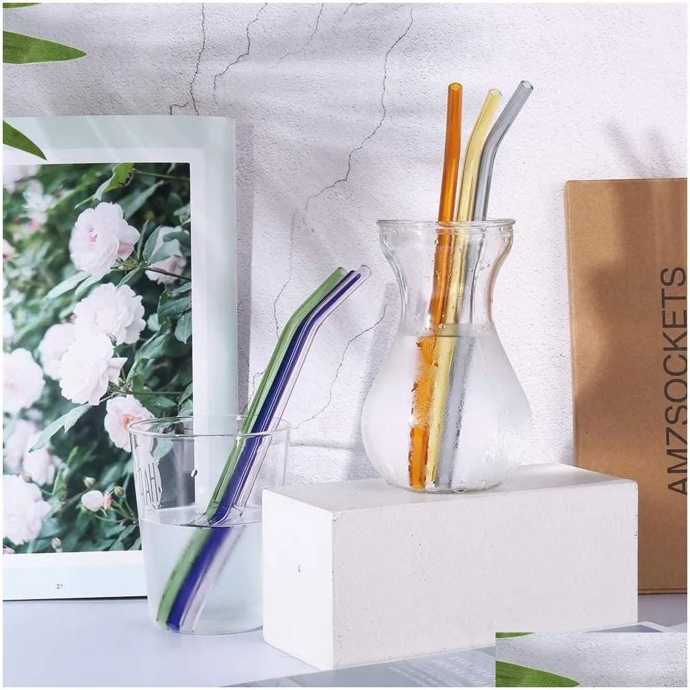 colorful glass straws reusable drinking straw ecofriendly high borosilicate glass straw glass tube bar drinkware sxmy1