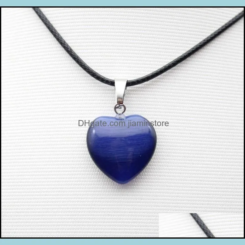 natural stone heart pendant quartz crystal agates turquoises malachite stone for jewelry making necklace