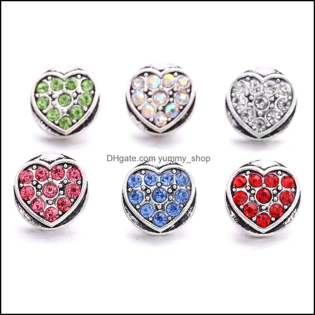 fashion mini rhinestone snap button jewelry components 12mm metal snaps buttons fit earrings bracelet bangle noosa tz002