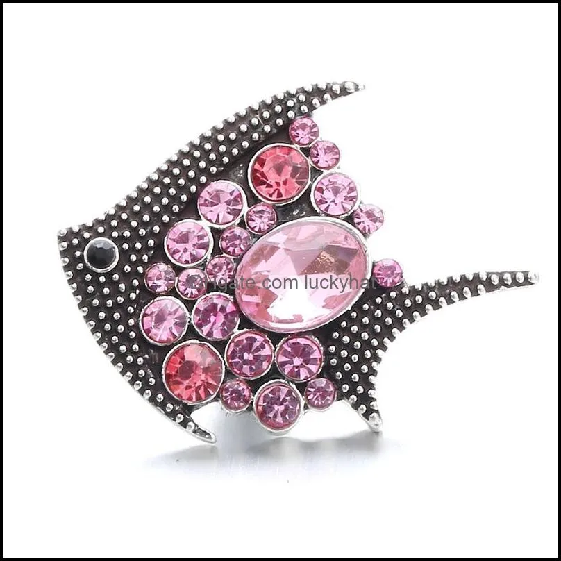noosa snap jewelry fish crystal cute snap button fit 18mm snap button bracelet necklace jewelry