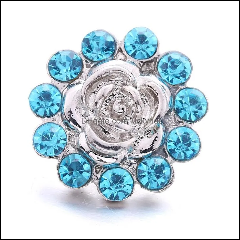 rhinestone gadget 18mm snap button clasp flower charms for snaps diy jewelry findings suppliers gift